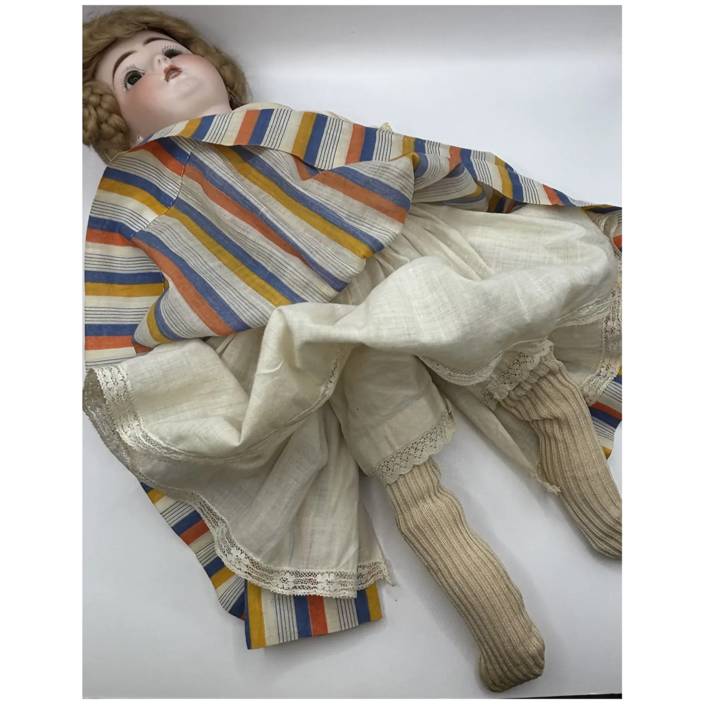 16" Antique German Bisque Head Pierced Ears Doll