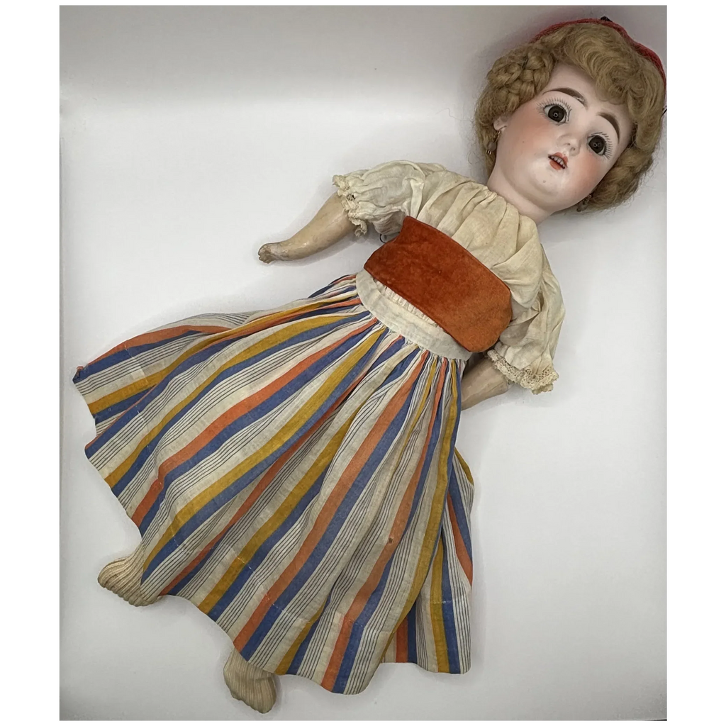 16" Antique German Bisque Head Pierced Ears Doll