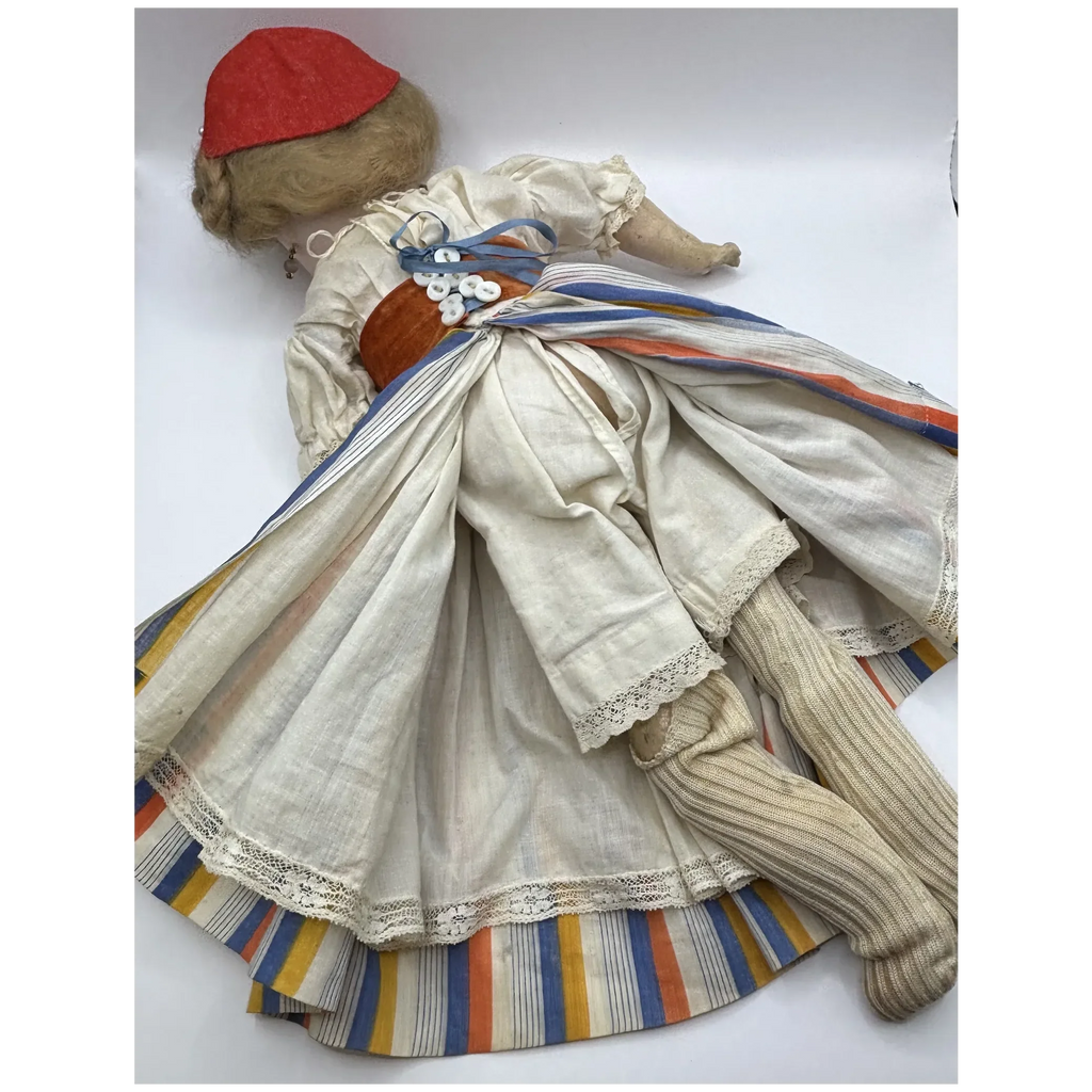 16" Antique German Bisque Head Pierced Ears Doll