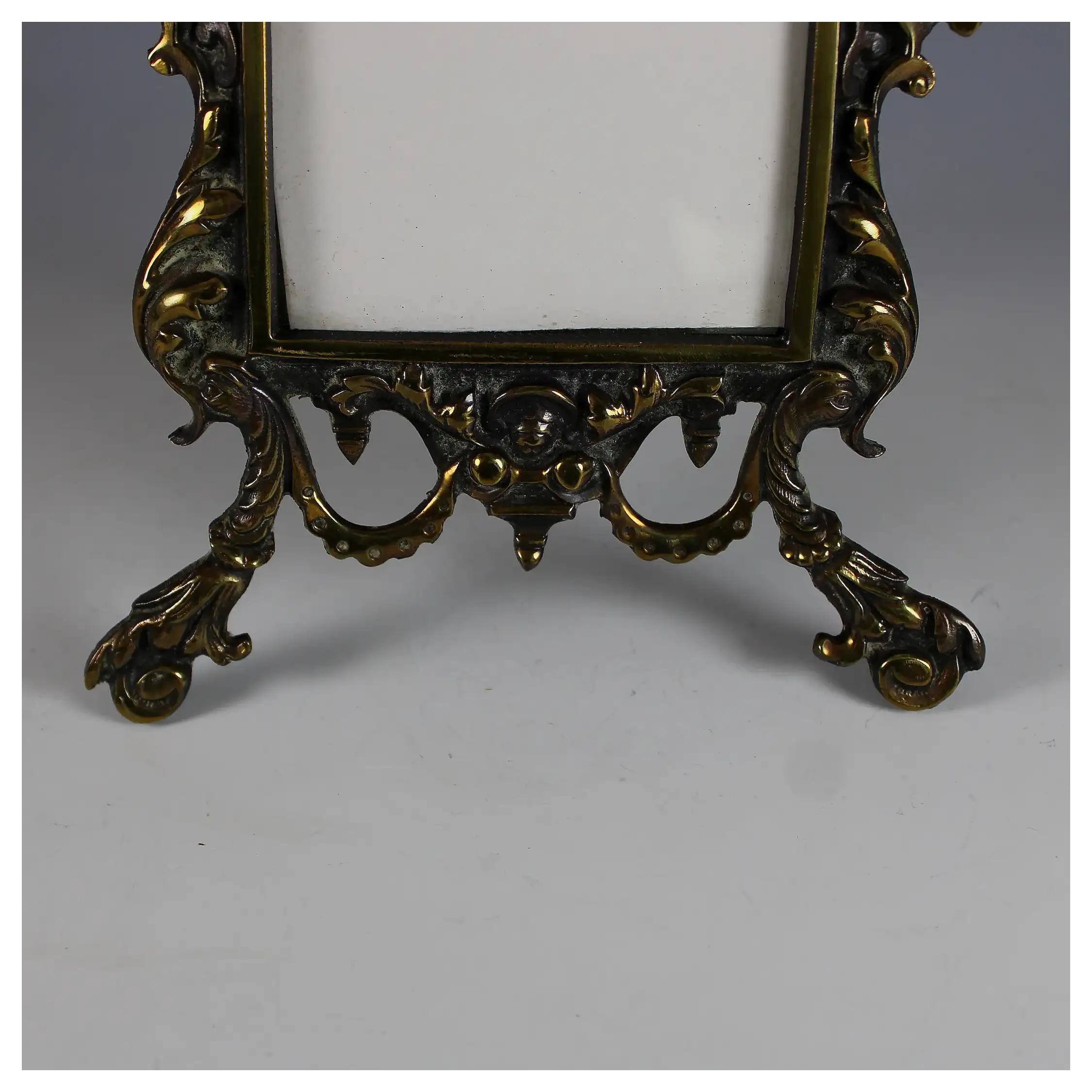 19th C French Gilt Bronze Photo Frame w Easel