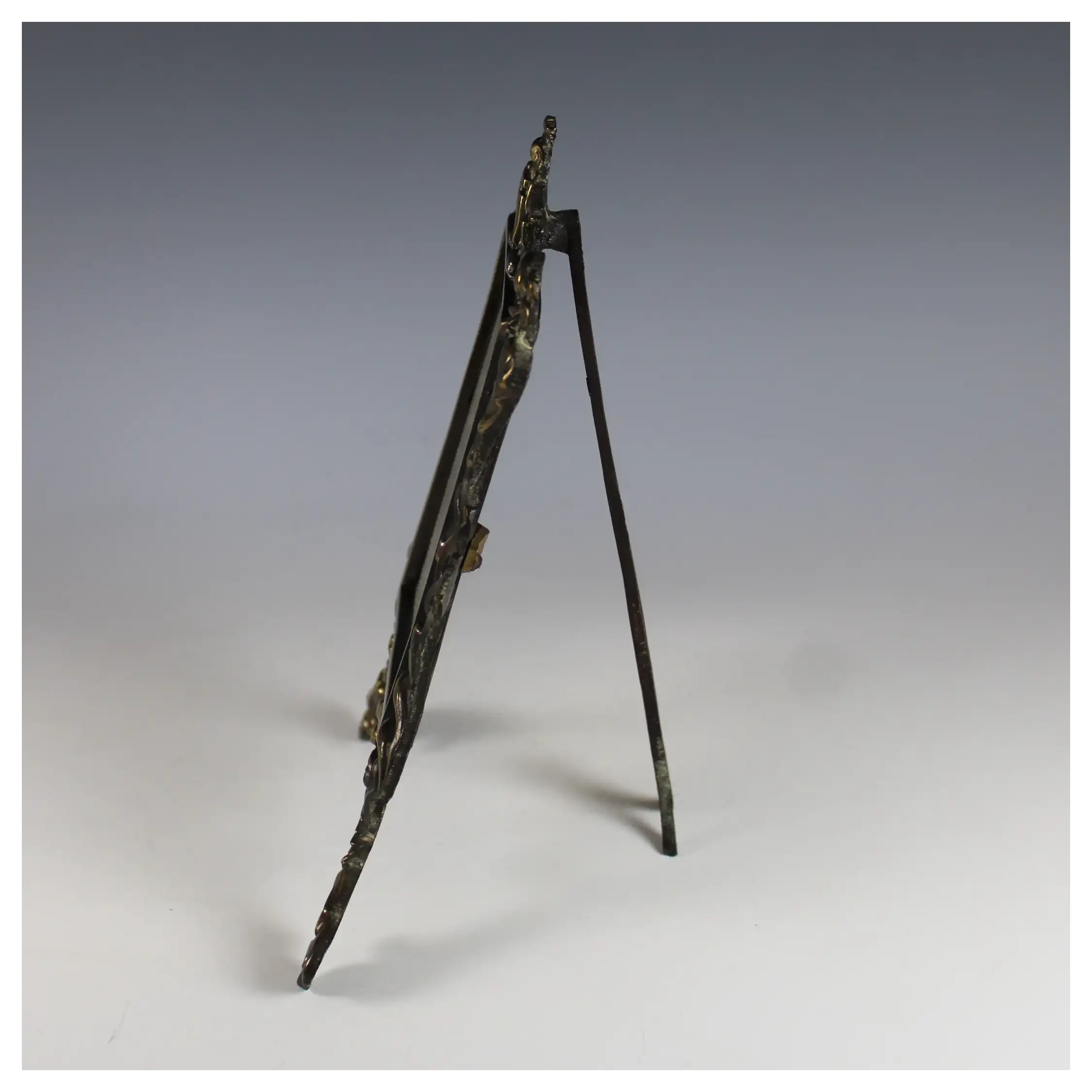 19th C French Gilt Bronze Photo Frame w Easel
