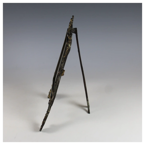 19th C French Gilt Bronze Photo Frame w Easel