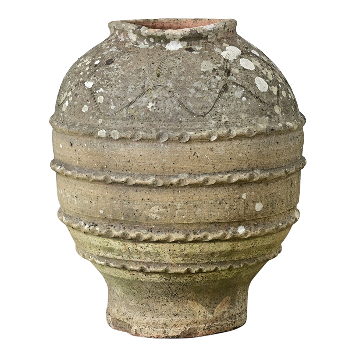 Spanish 19th Century Sgraffito Terracotta Olive Jar
