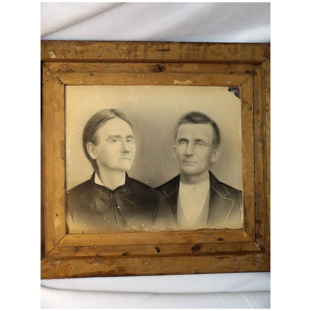 Antique Charcoal Pictures and Antique 3 Piece Oak Frame
