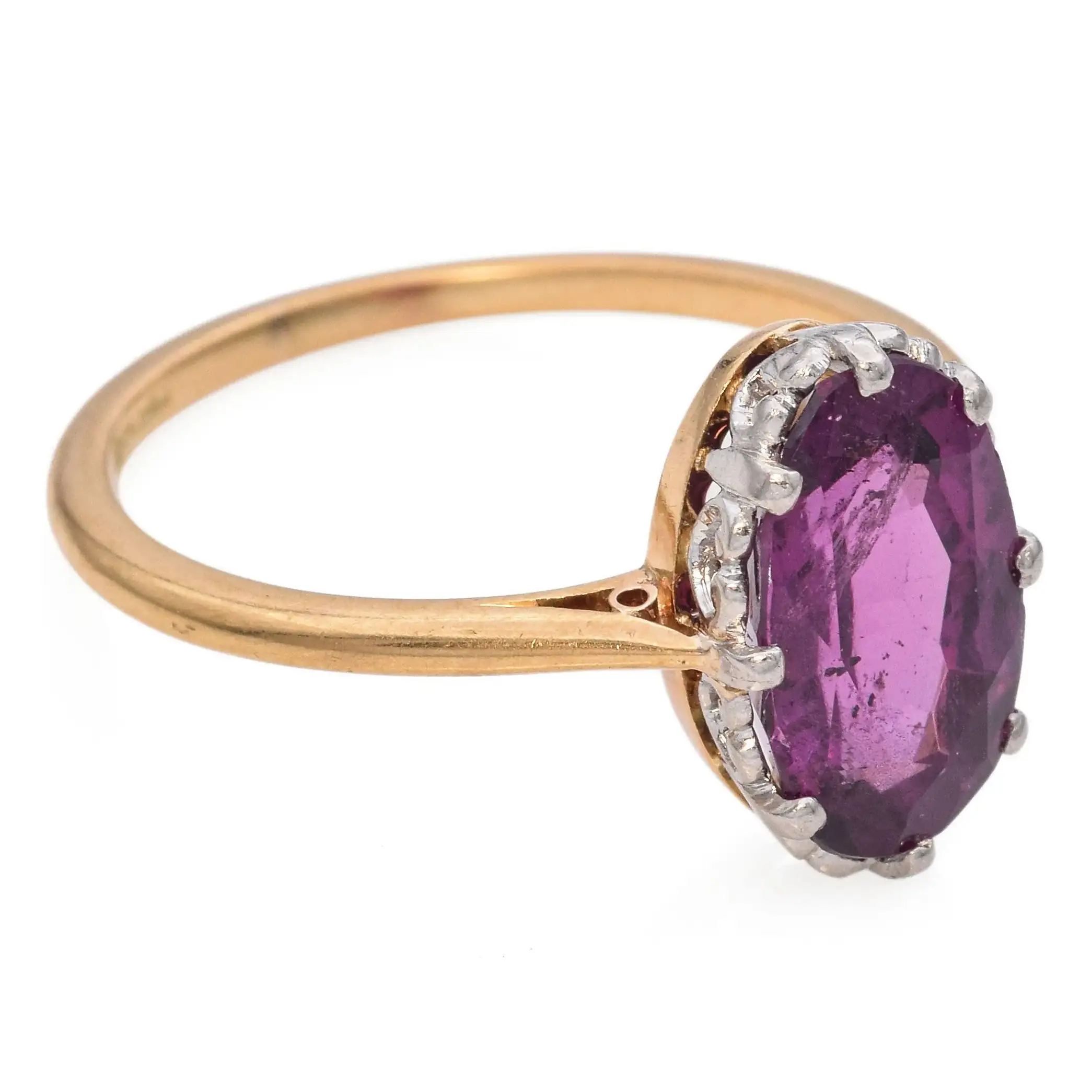 Antique Edwardian Yellow Gold Platinum Rhodolite Garnet Ring
