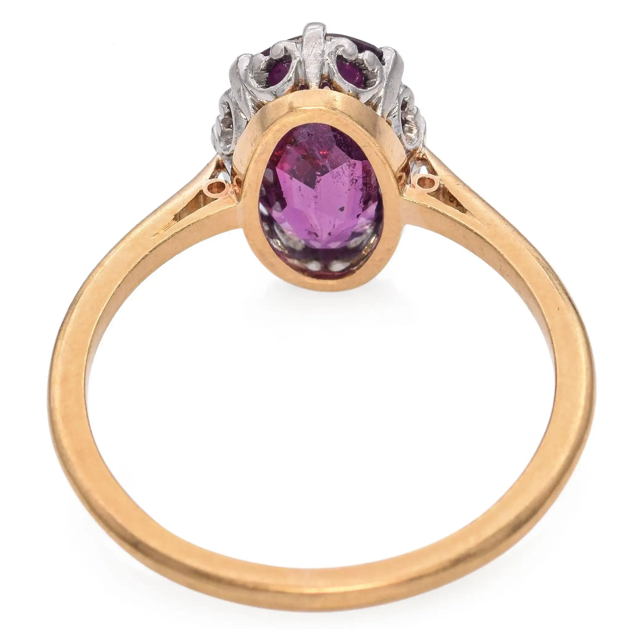 Antique Edwardian Yellow Gold Platinum Rhodolite Garnet Ring