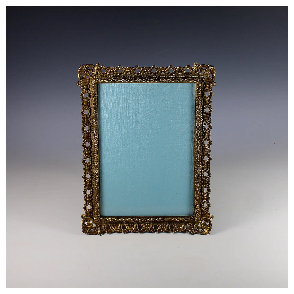 Antique French Gilt Metal 7x10" Picture Photo Frame