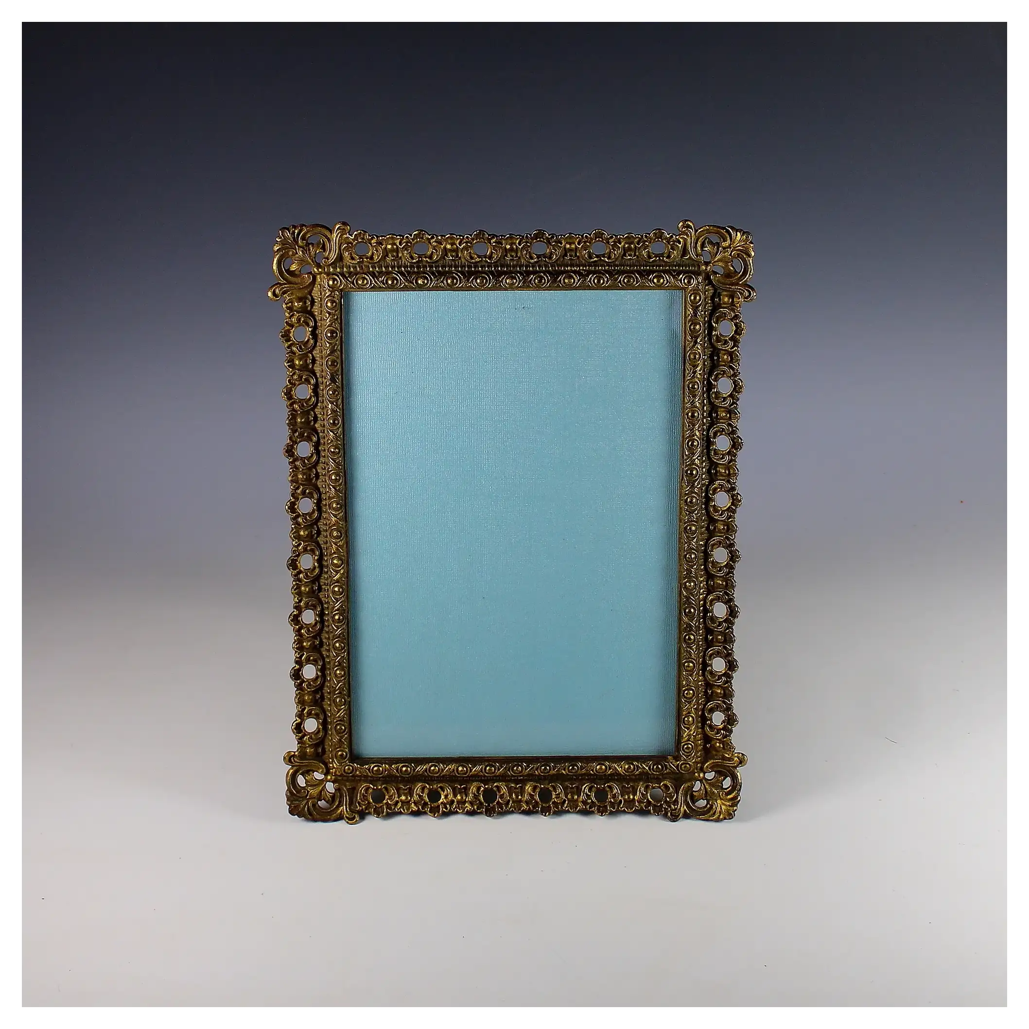 Antique French Gilt Metal 7x10" Picture Photo Frame
