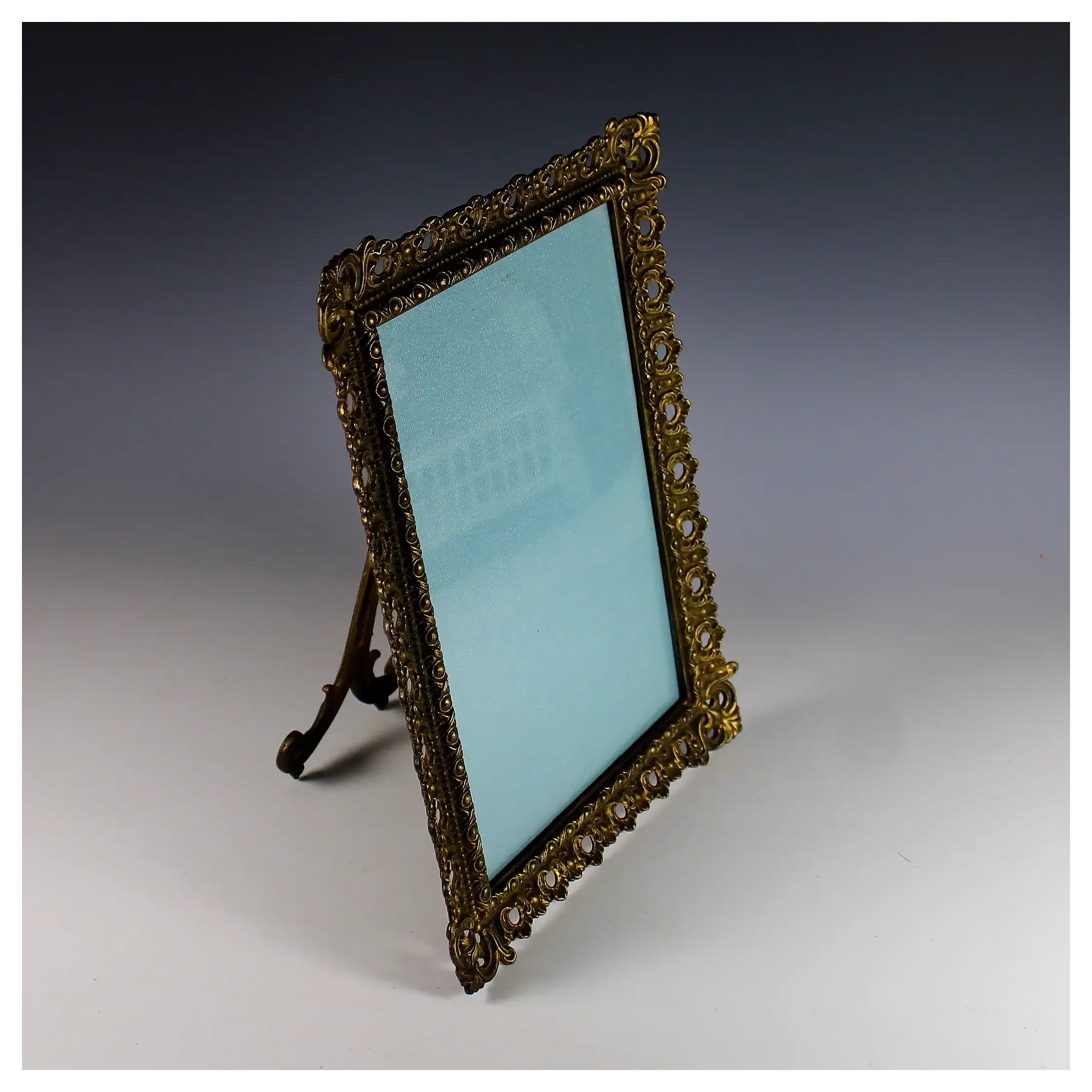 Antique French Gilt Metal 7x10" Picture Photo Frame