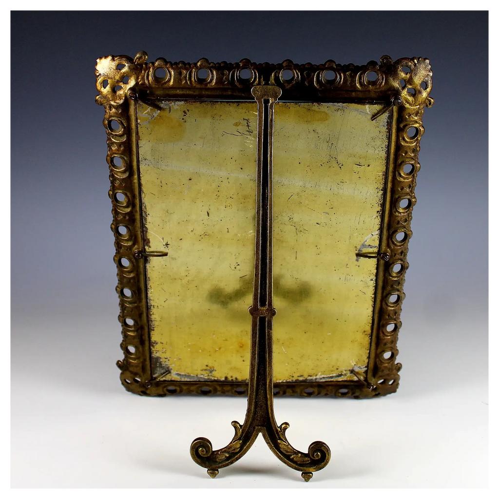 Antique French Gilt Metal 7x10" Picture Photo Frame
