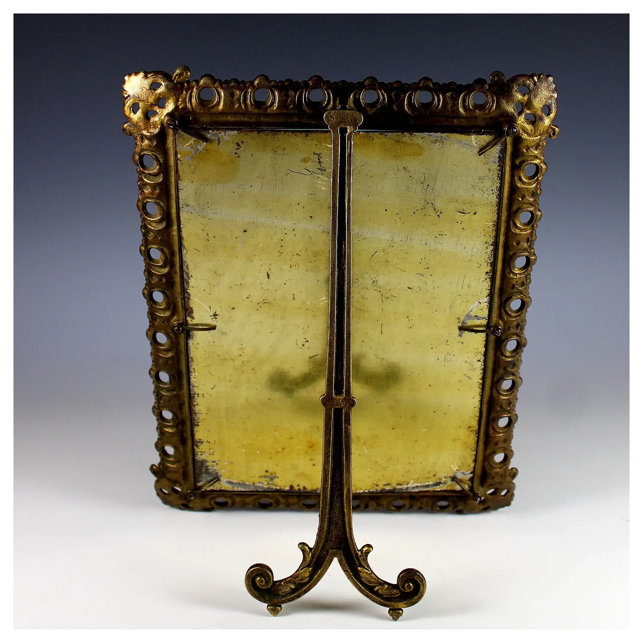 Antique French Gilt Metal 7x10" Picture Photo Frame