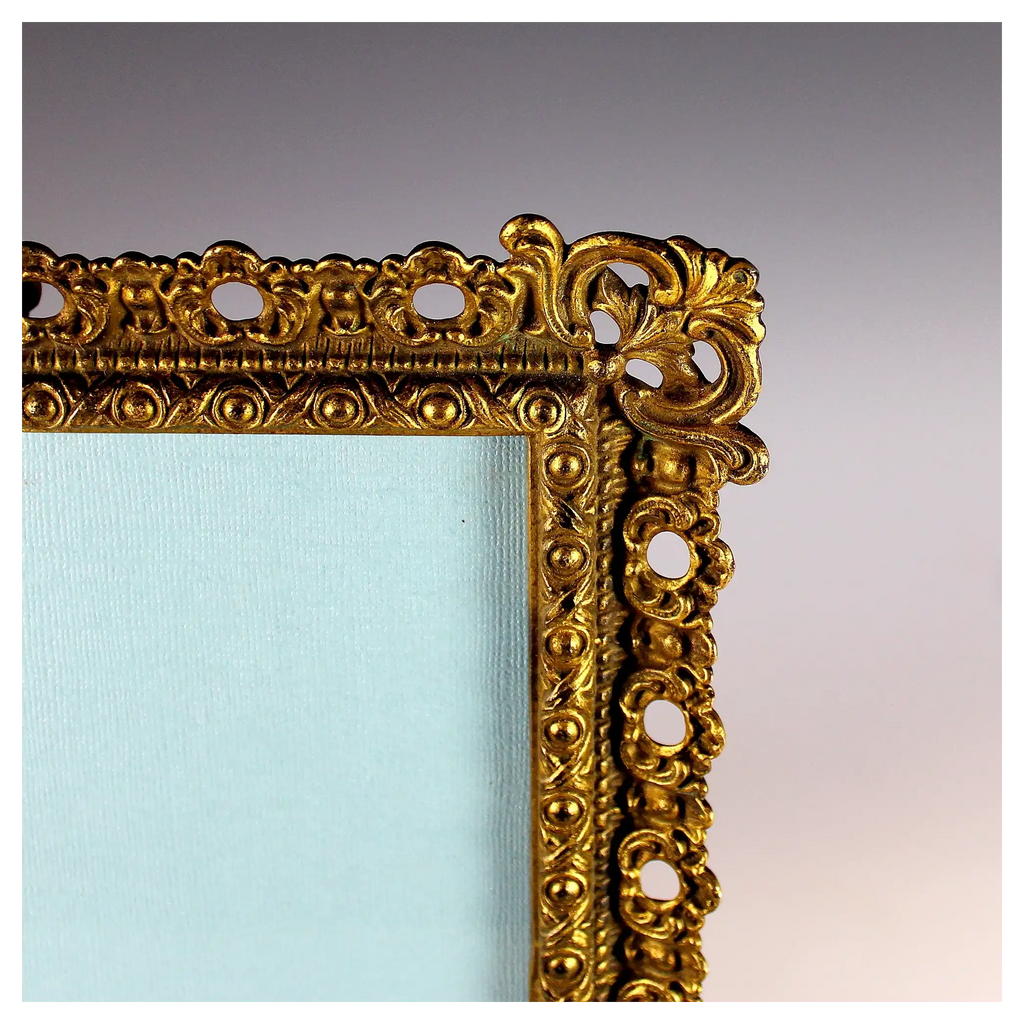Antique French Gilt Metal 7x10" Picture Photo Frame