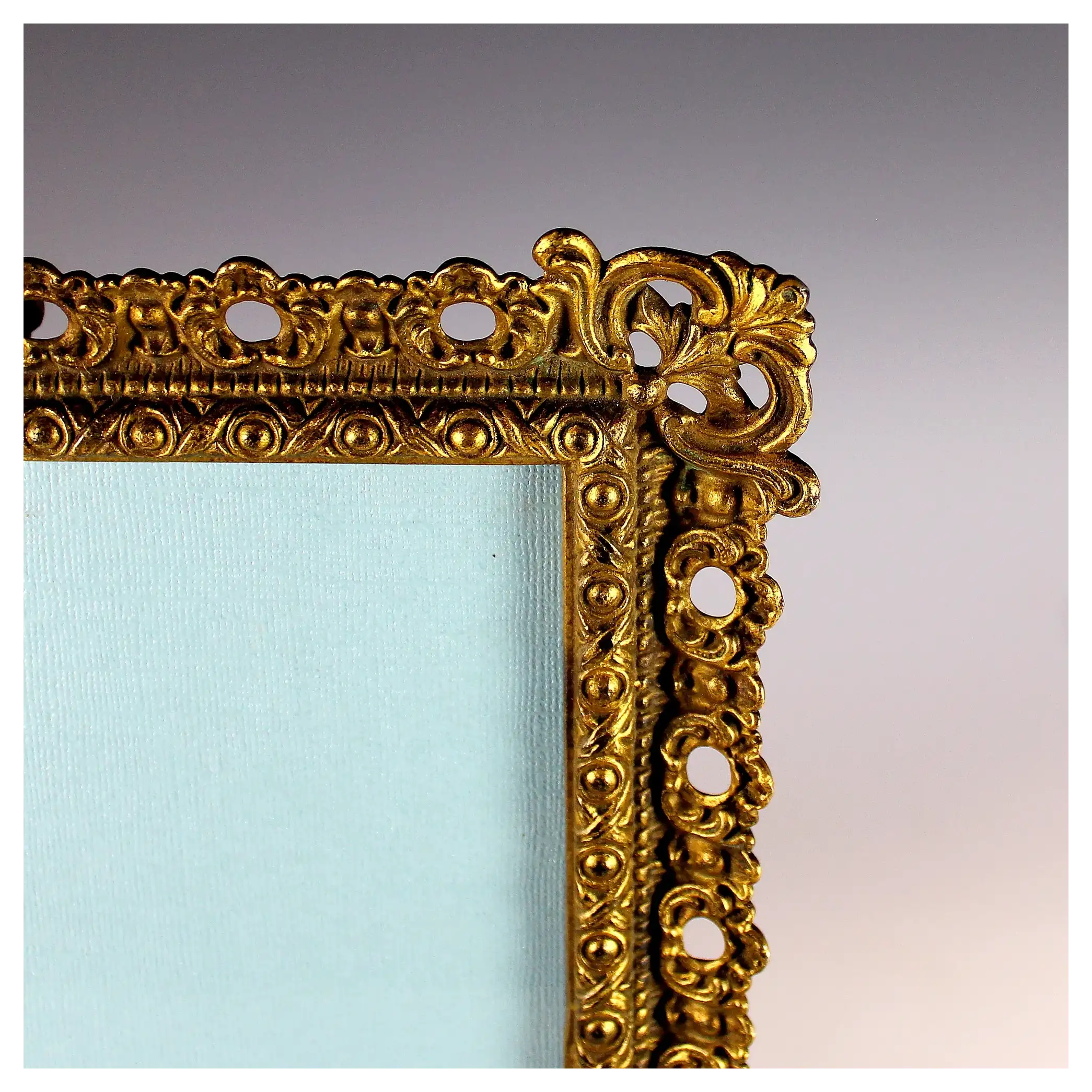 Antique French Gilt Metal 7x10" Picture Photo Frame