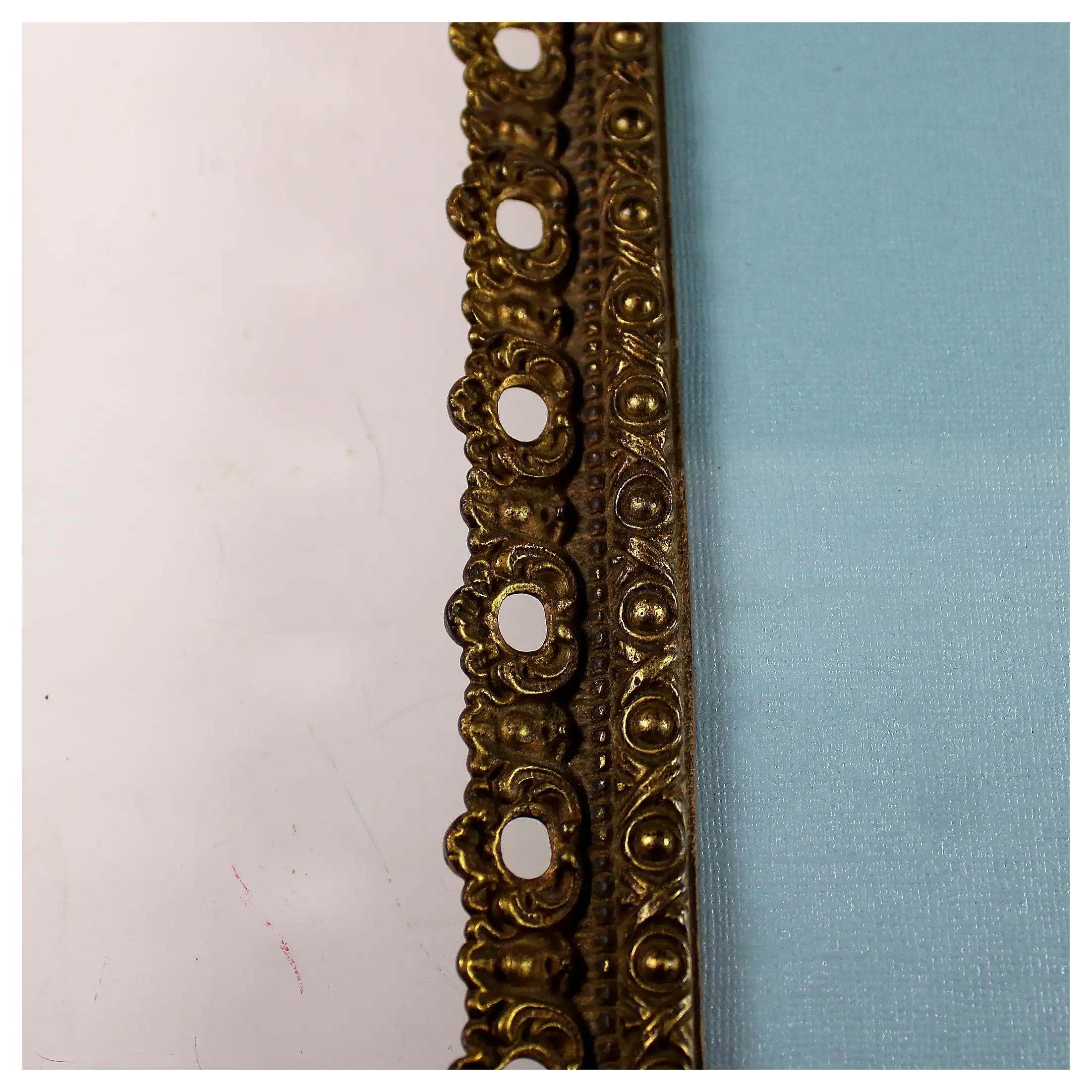 Antique French Gilt Metal 7x10" Picture Photo Frame