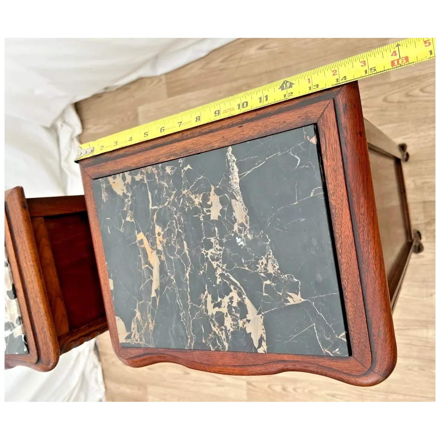 Antique Pair of French Nightstands Bedside Tables Five Hand Carved Drawers
