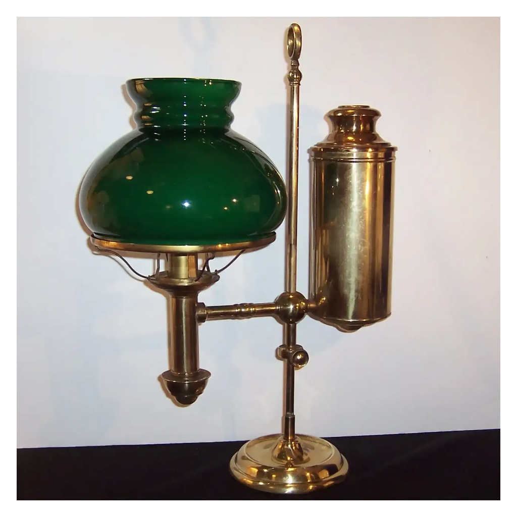 Antique Victorian Brass Parlor Student Lamp