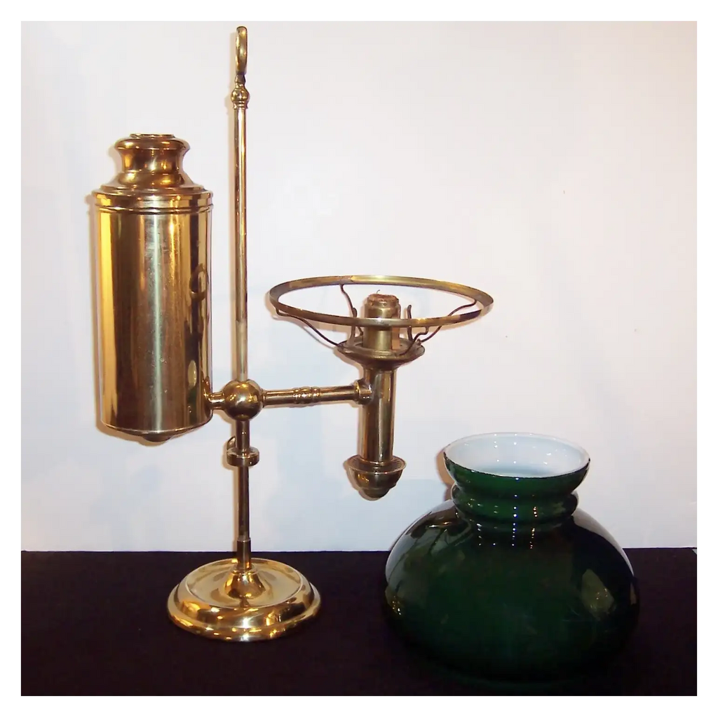 Antique Victorian Brass Parlor Student Lamp