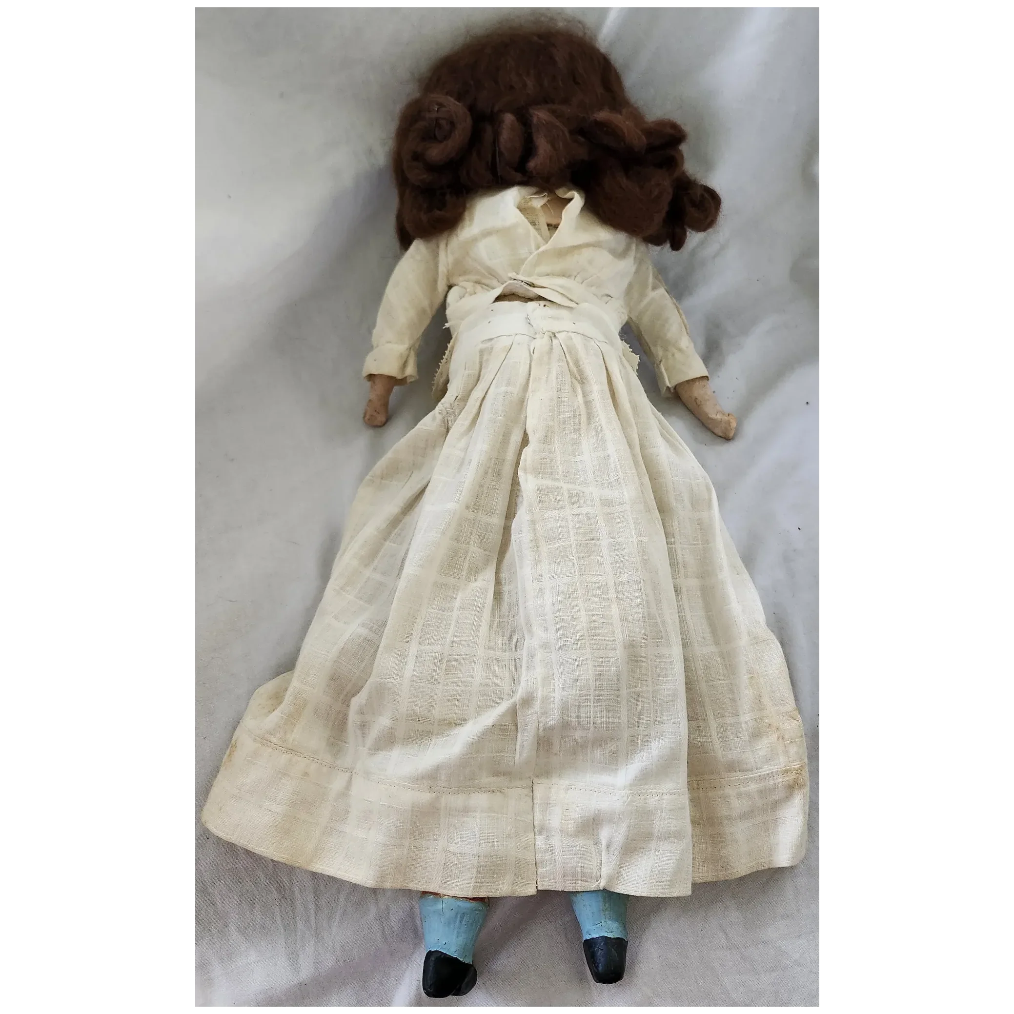 Antique Victorian Wax Over Composition Face Doll Named "Mabel"