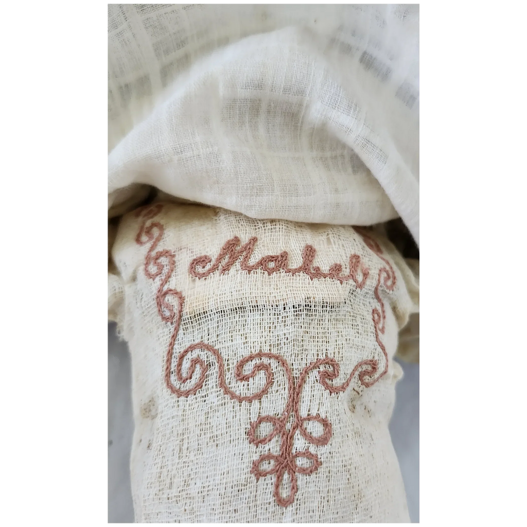 Antique Victorian Wax Over Composition Face Doll Named "Mabel"