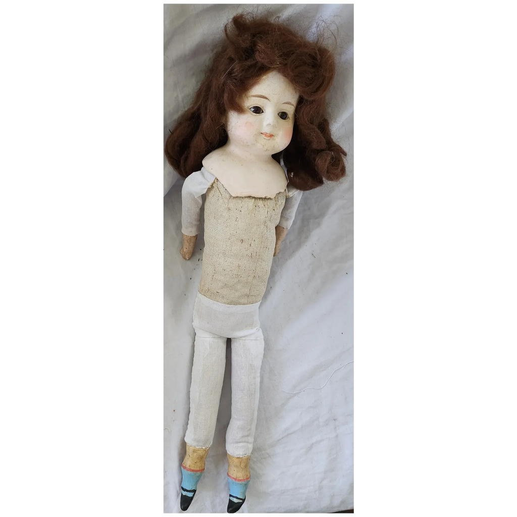 Antique Victorian Wax Over Composition Face Doll Named "Mabel"