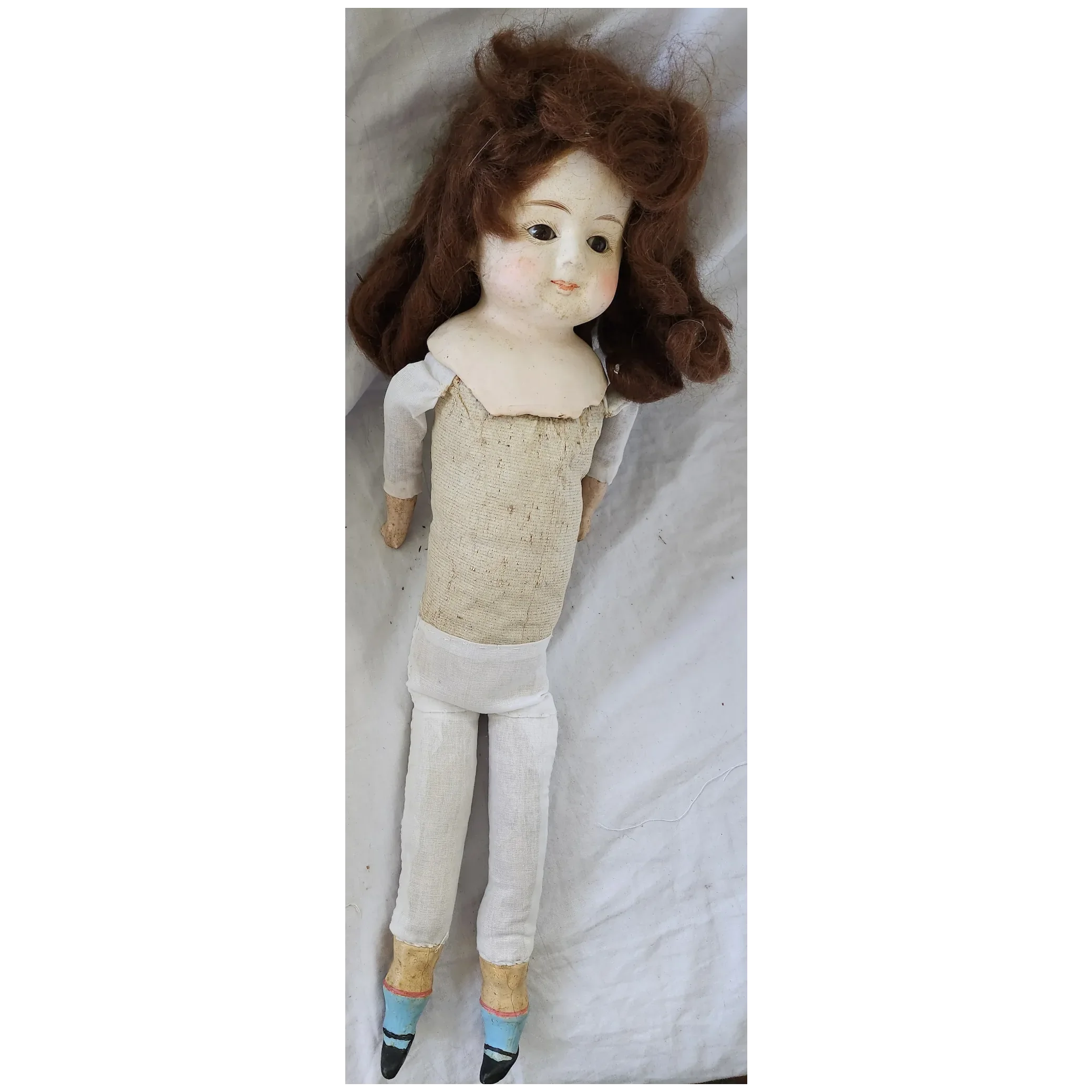 Antique Victorian Wax Over Composition Face Doll Named "Mabel"