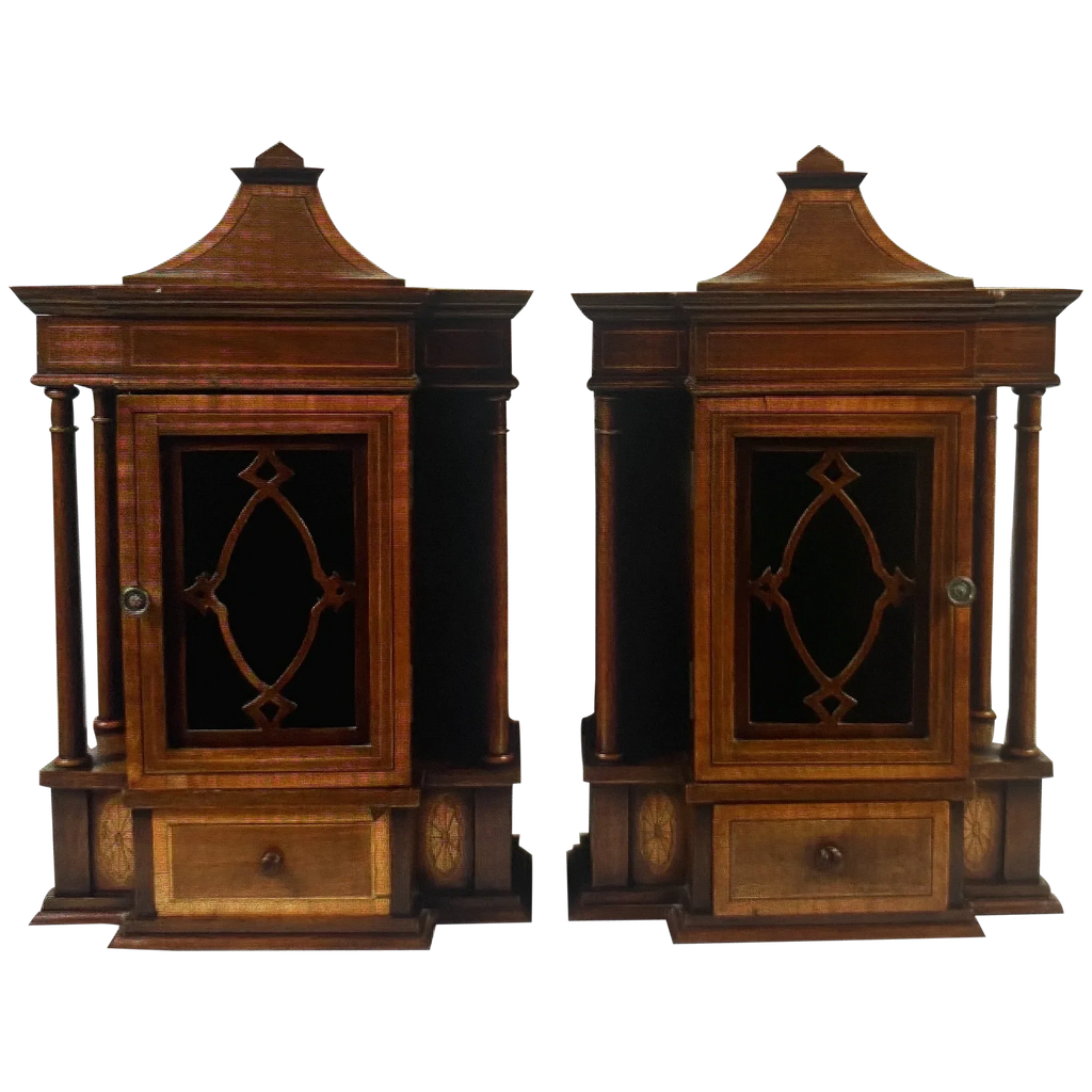 C. 1900 Pair of English Edwardian Period Hanging Cabinets