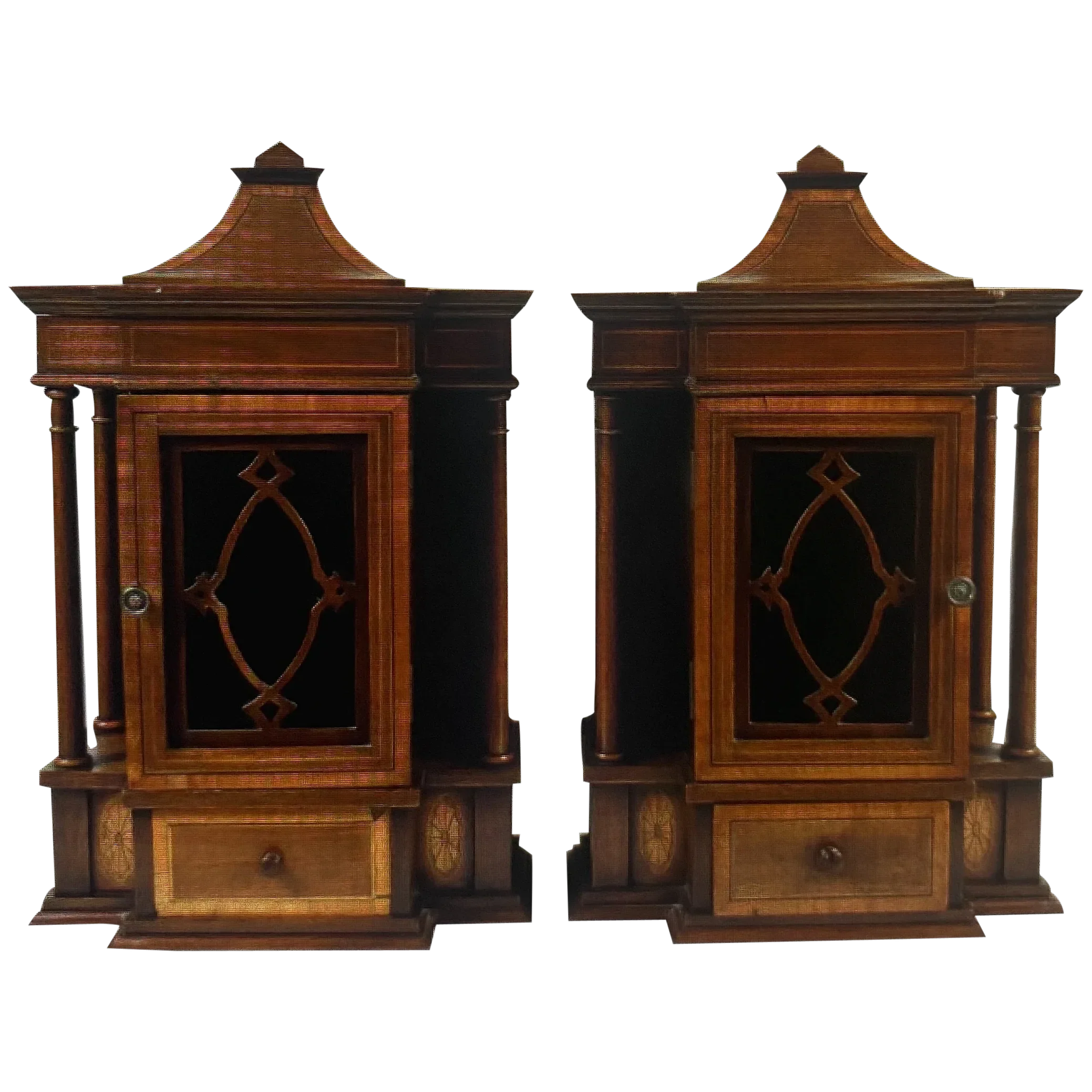C. 1900 Pair of English Edwardian Period Hanging Cabinets
