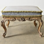 Italian 18th Century Baroque Upholstered Low Stool