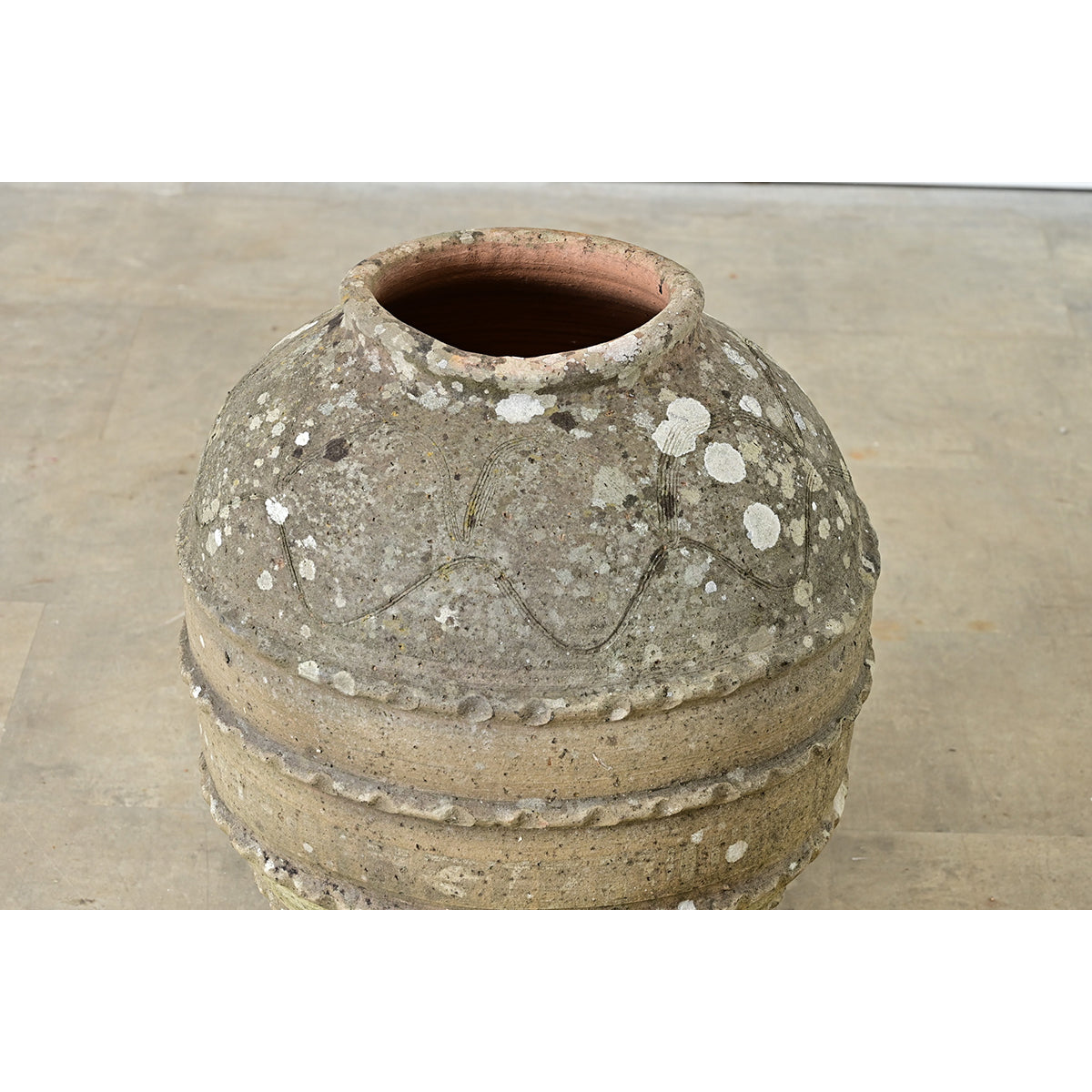 Spanish 19th Century Sgraffito Terracotta Olive Jar