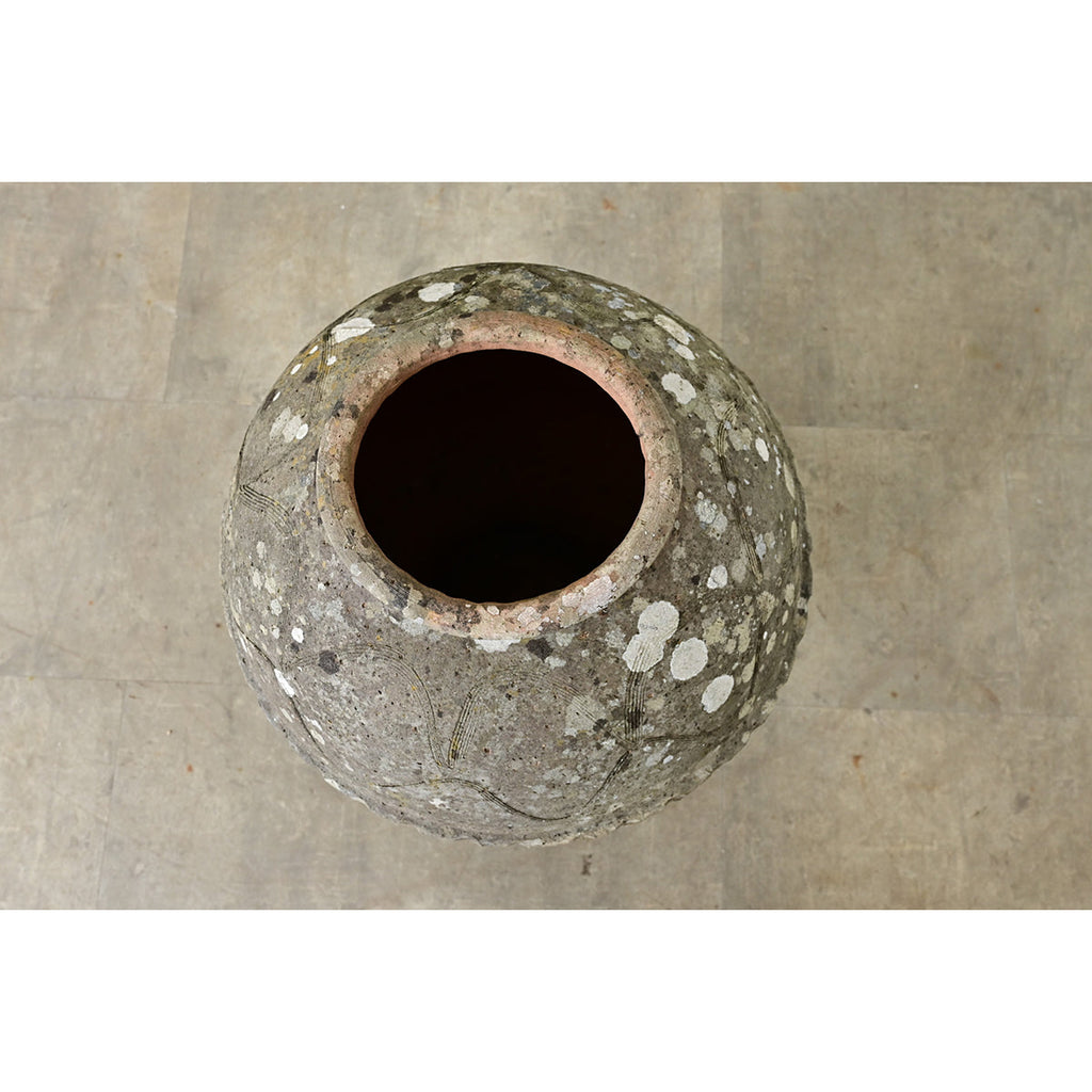 Spanish 19th Century Sgraffito Terracotta Olive Jar