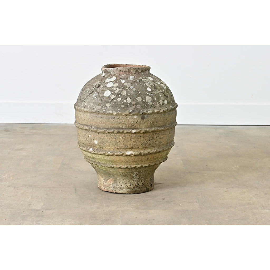 Spanish 19th Century Sgraffito Terracotta Olive Jar