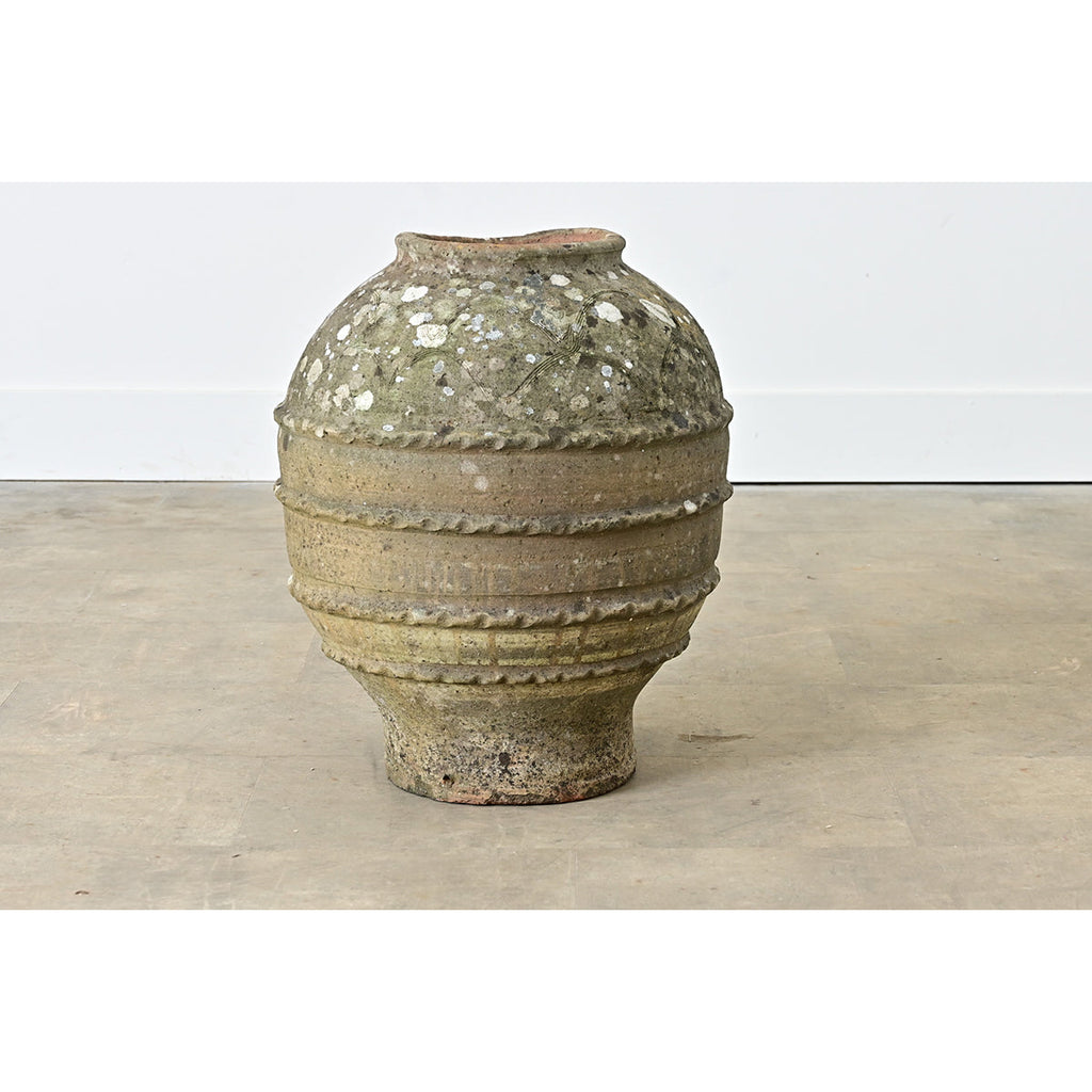 Spanish 19th Century Sgraffito Terracotta Olive Jar