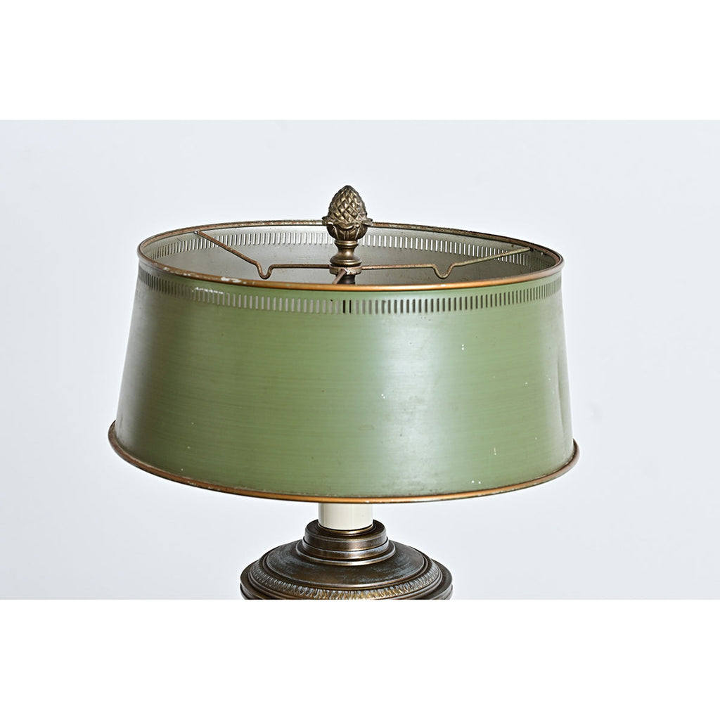 French 19th Century Empire Style Converted Oil Lamp with Tôle Shade