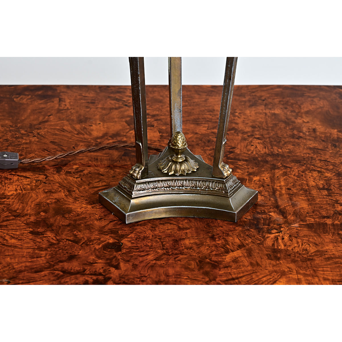 French 19th Century Empire Style Converted Oil Lamp with Tôle Shade