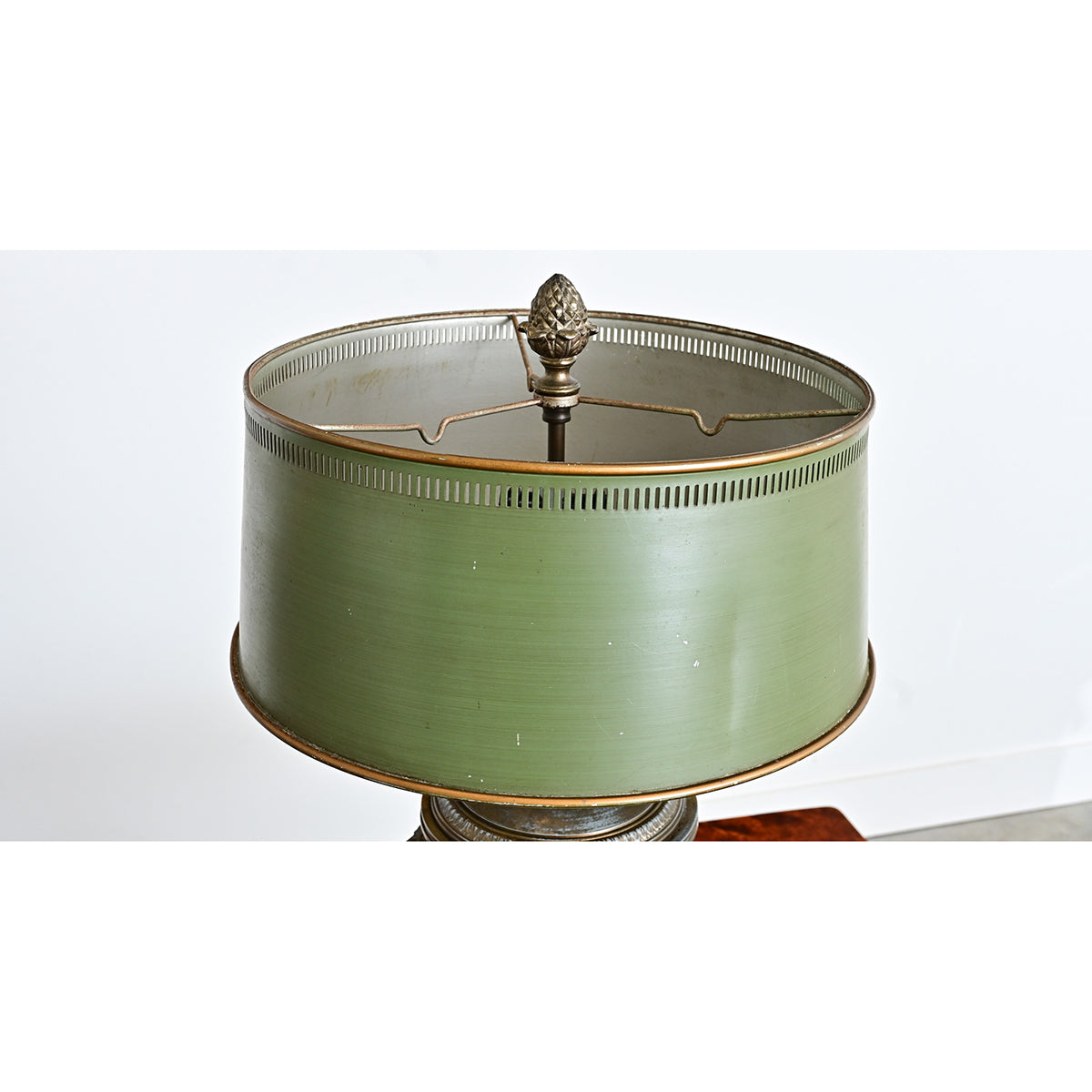French 19th Century Empire Style Converted Oil Lamp with Tôle Shade
