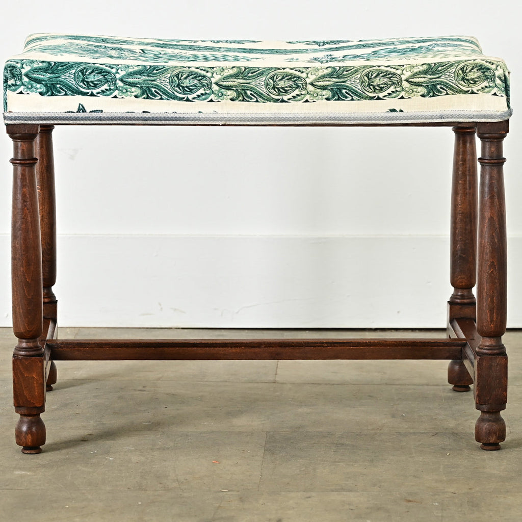 French 19th Century Oak & Upholstered Bench