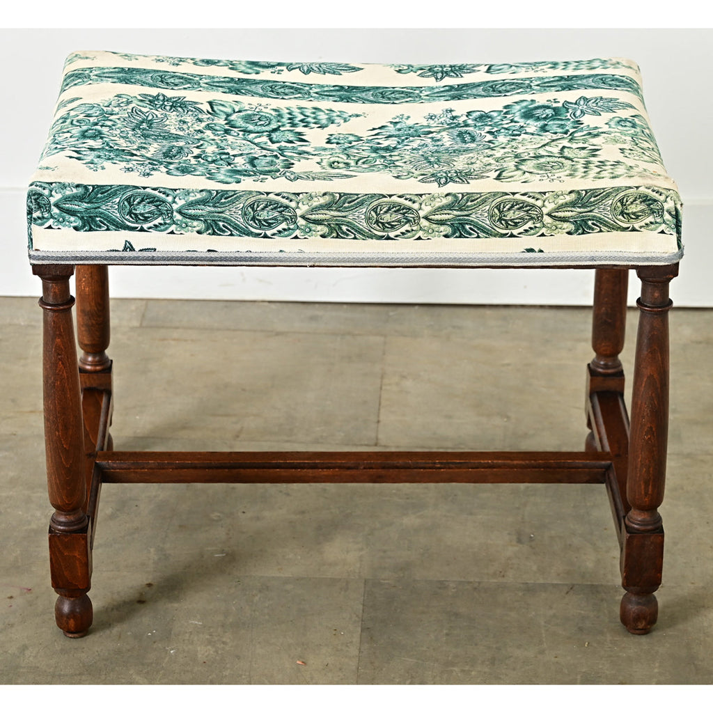 French 19th Century Oak & Upholstered Bench