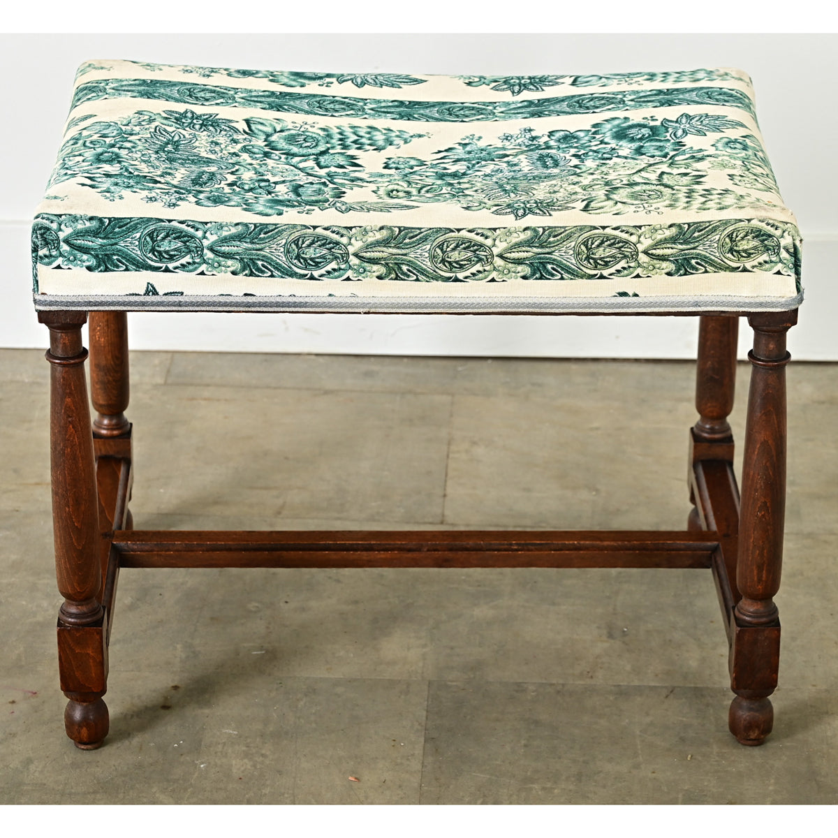 French 19th Century Oak & Upholstered Bench