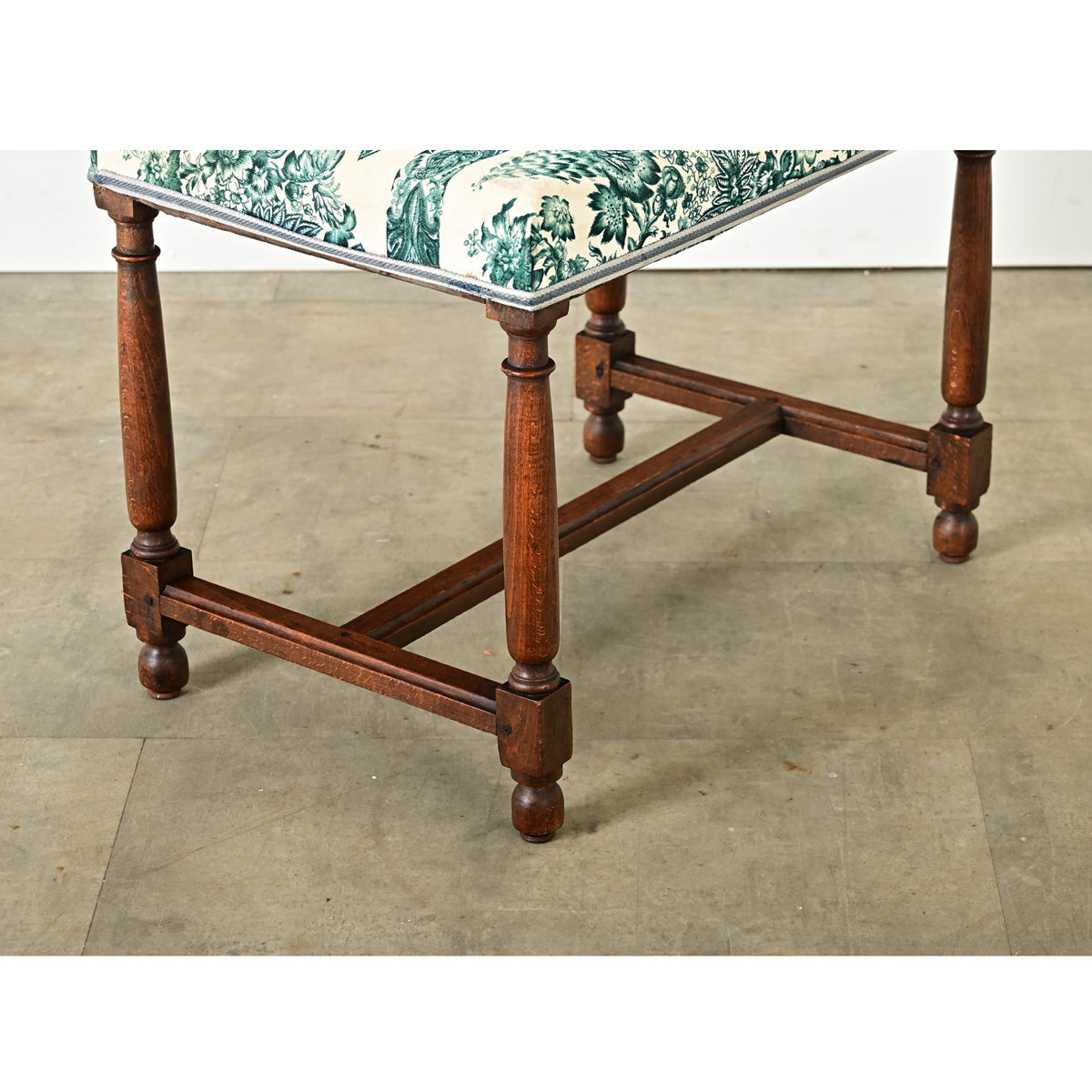 French 19th Century Oak & Upholstered Bench