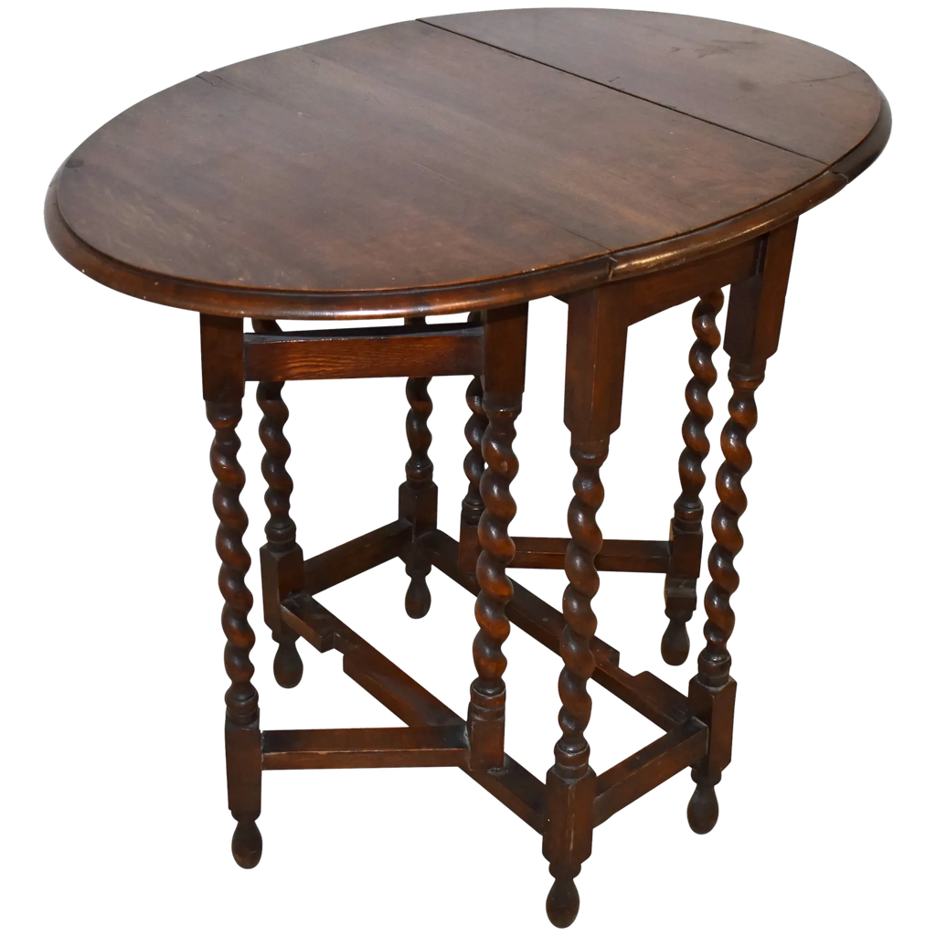 Oval Oak Gate Leg Table with Barley Twist Legs