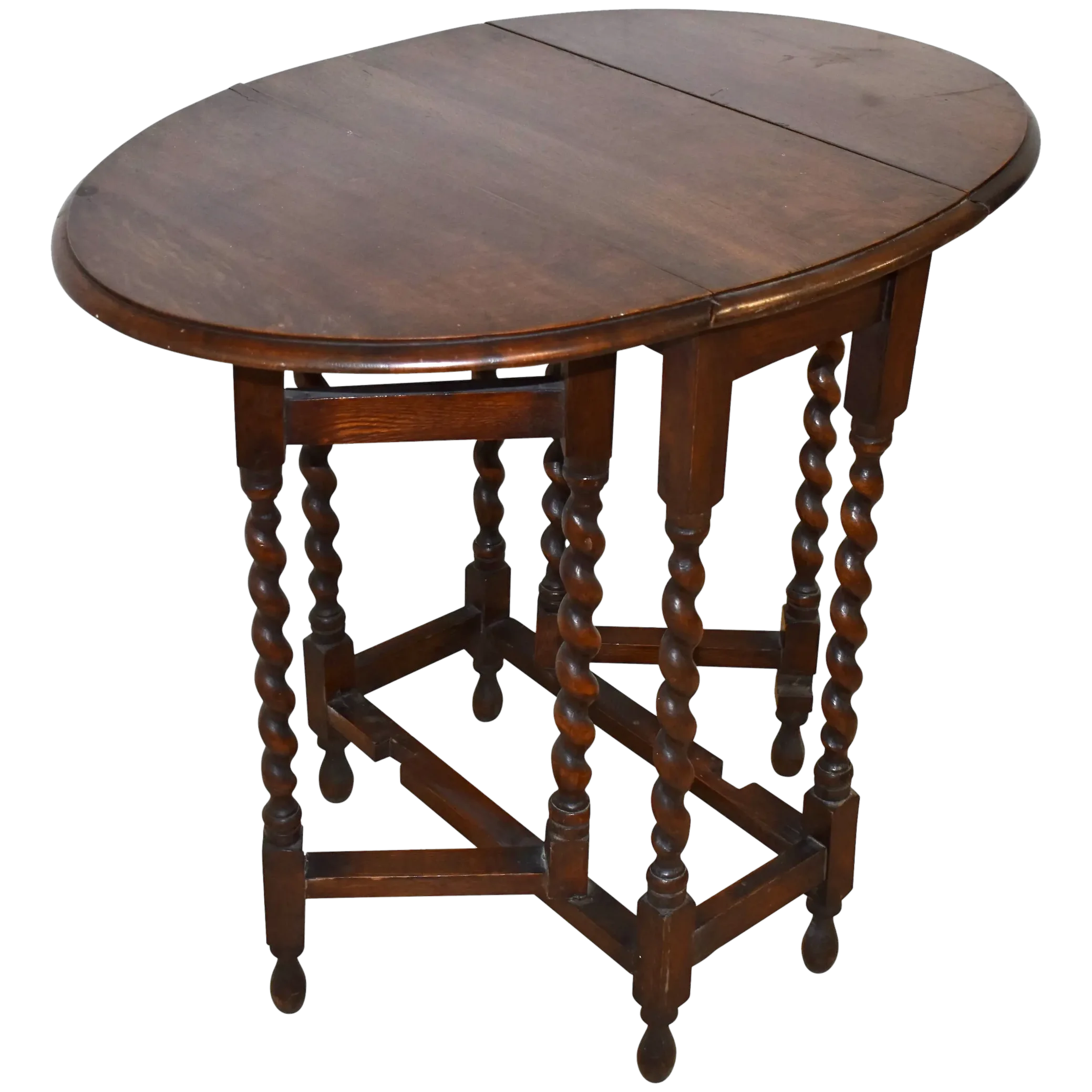 Oval Oak Gate Leg Table with Barley Twist Legs