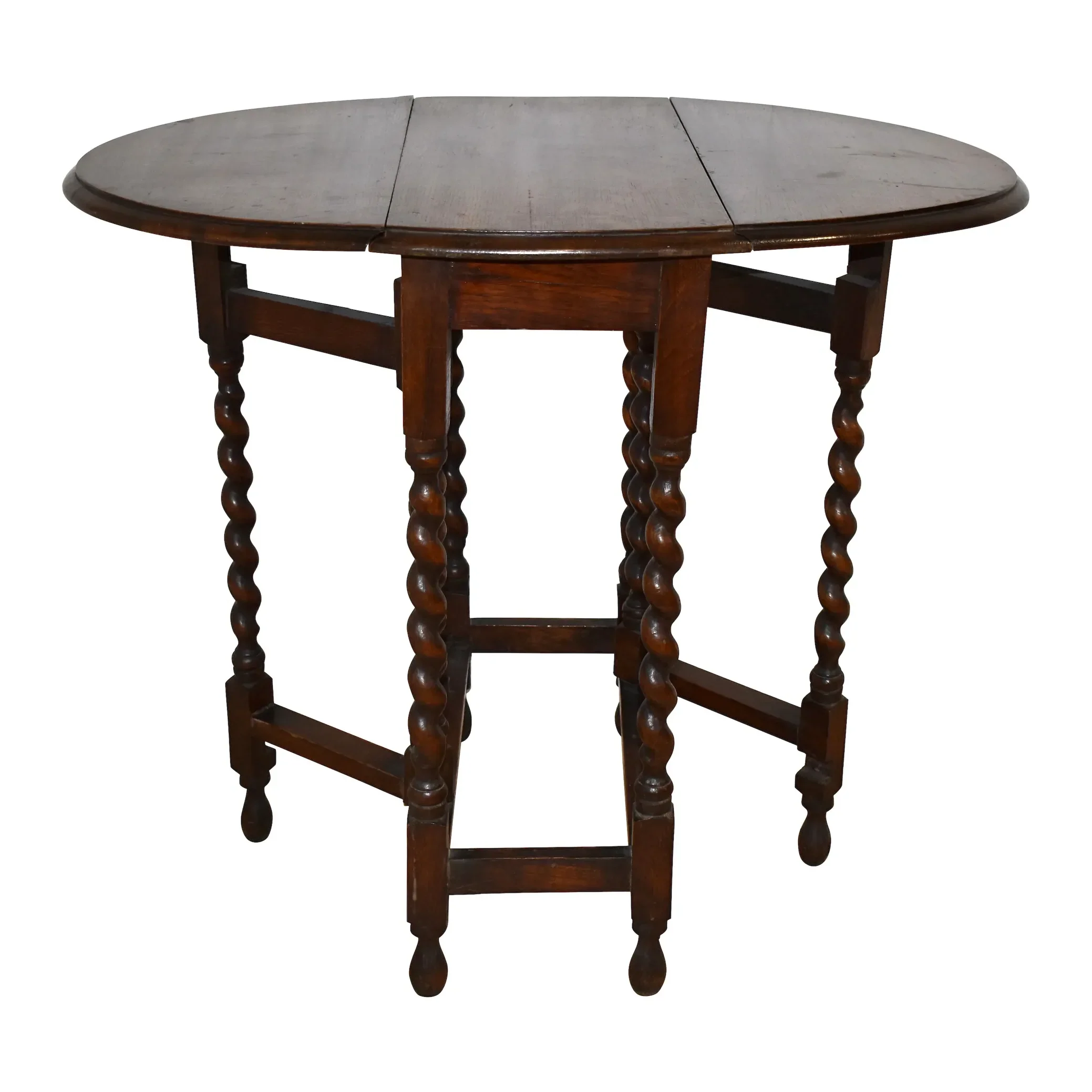 Oval Oak Gate Leg Table with Barley Twist Legs