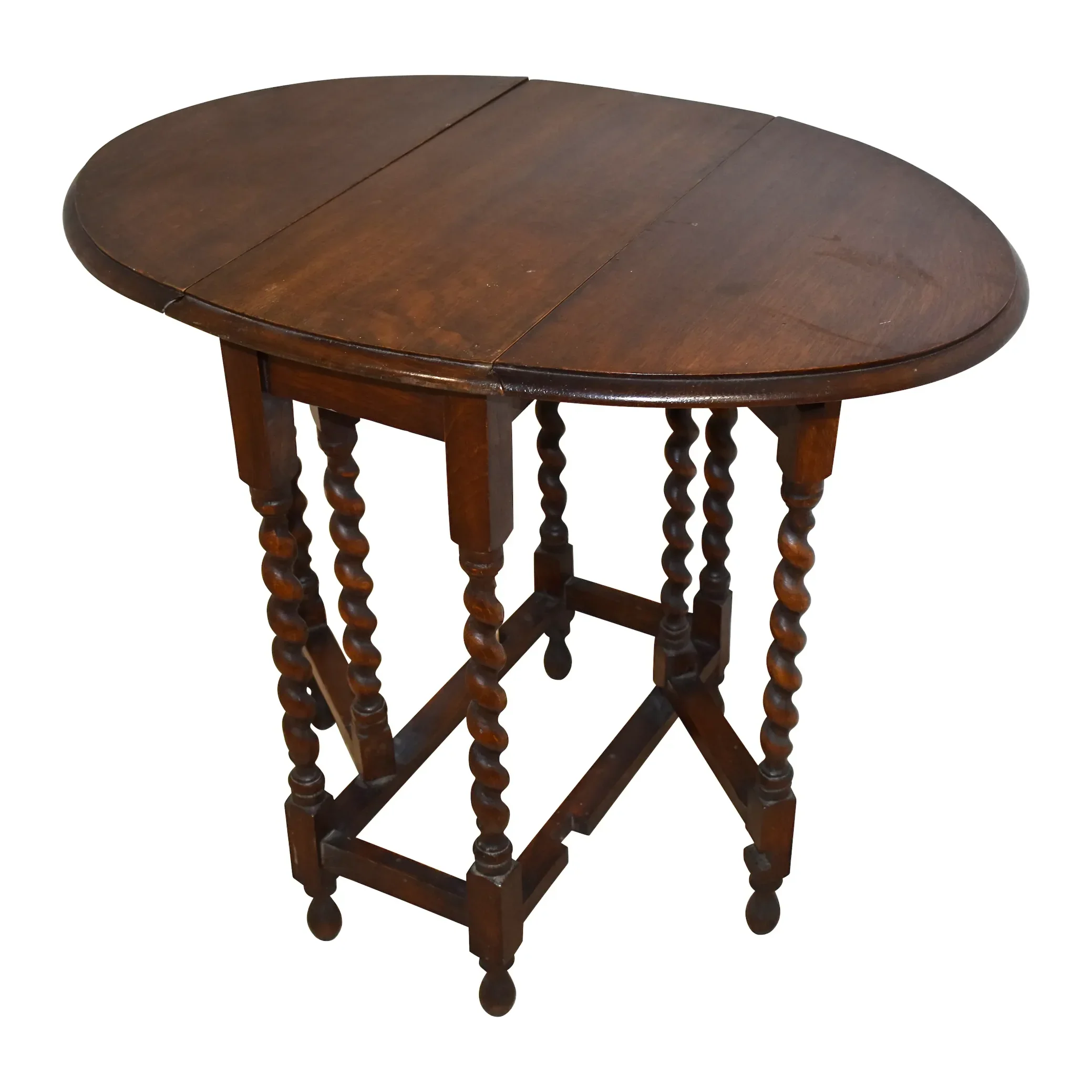 Oval Oak Gate Leg Table with Barley Twist Legs