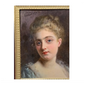 Portrait of a French 19th century lady in a gilt and ormolu hand made frame