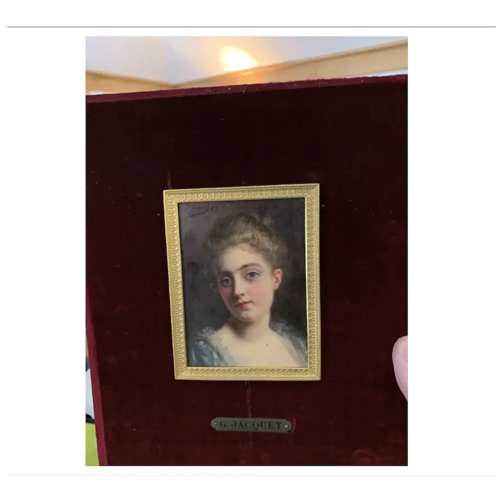 Portrait of a French 19th century lady in a gilt and ormolu hand made frame