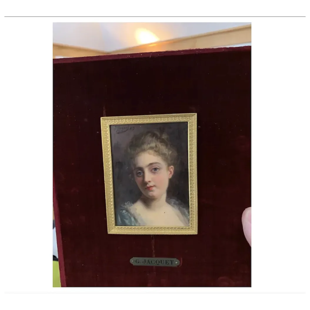 Portrait of a French 19th century lady in a gilt and ormolu hand made frame