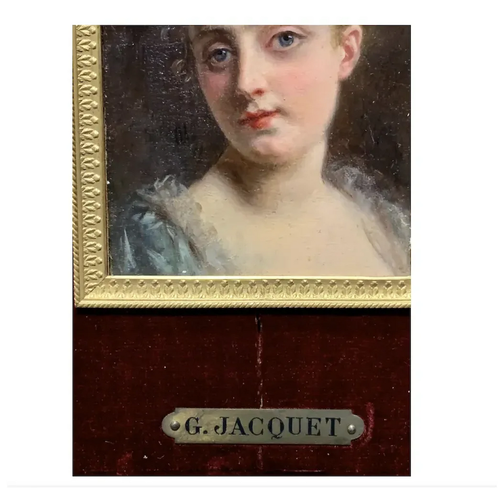Portrait of a French 19th century lady in a gilt and ormolu hand made frame