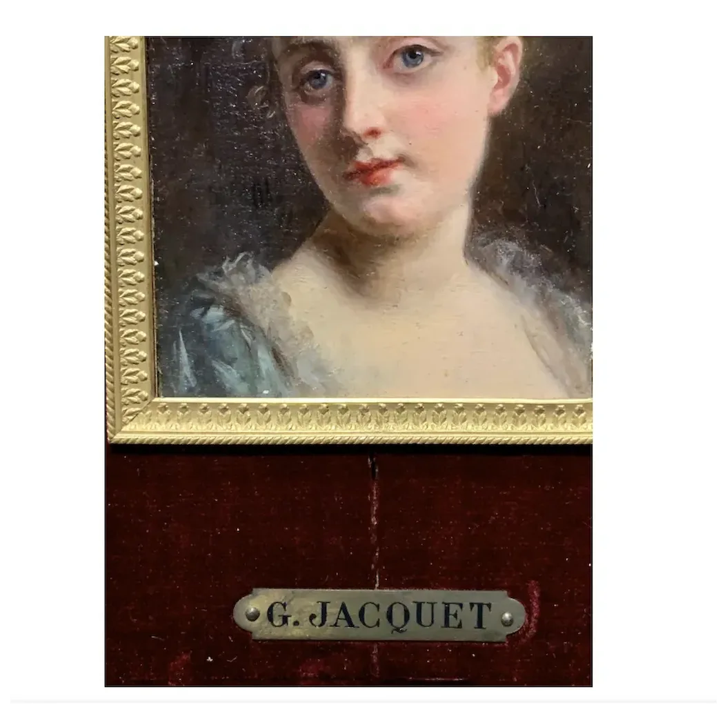 Portrait of a French 19th century lady in a gilt and ormolu hand made frame