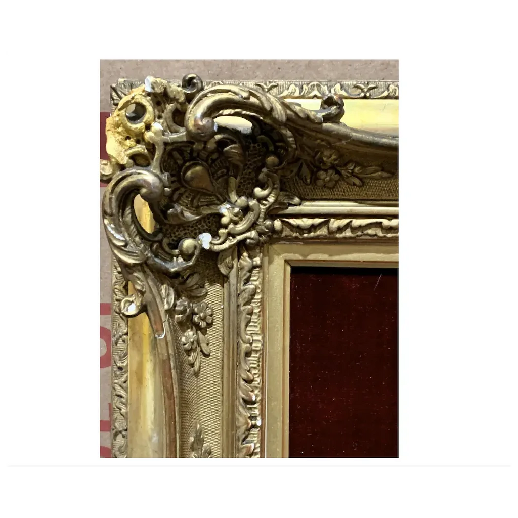 Portrait of a French 19th century lady in a gilt and ormolu hand made frame