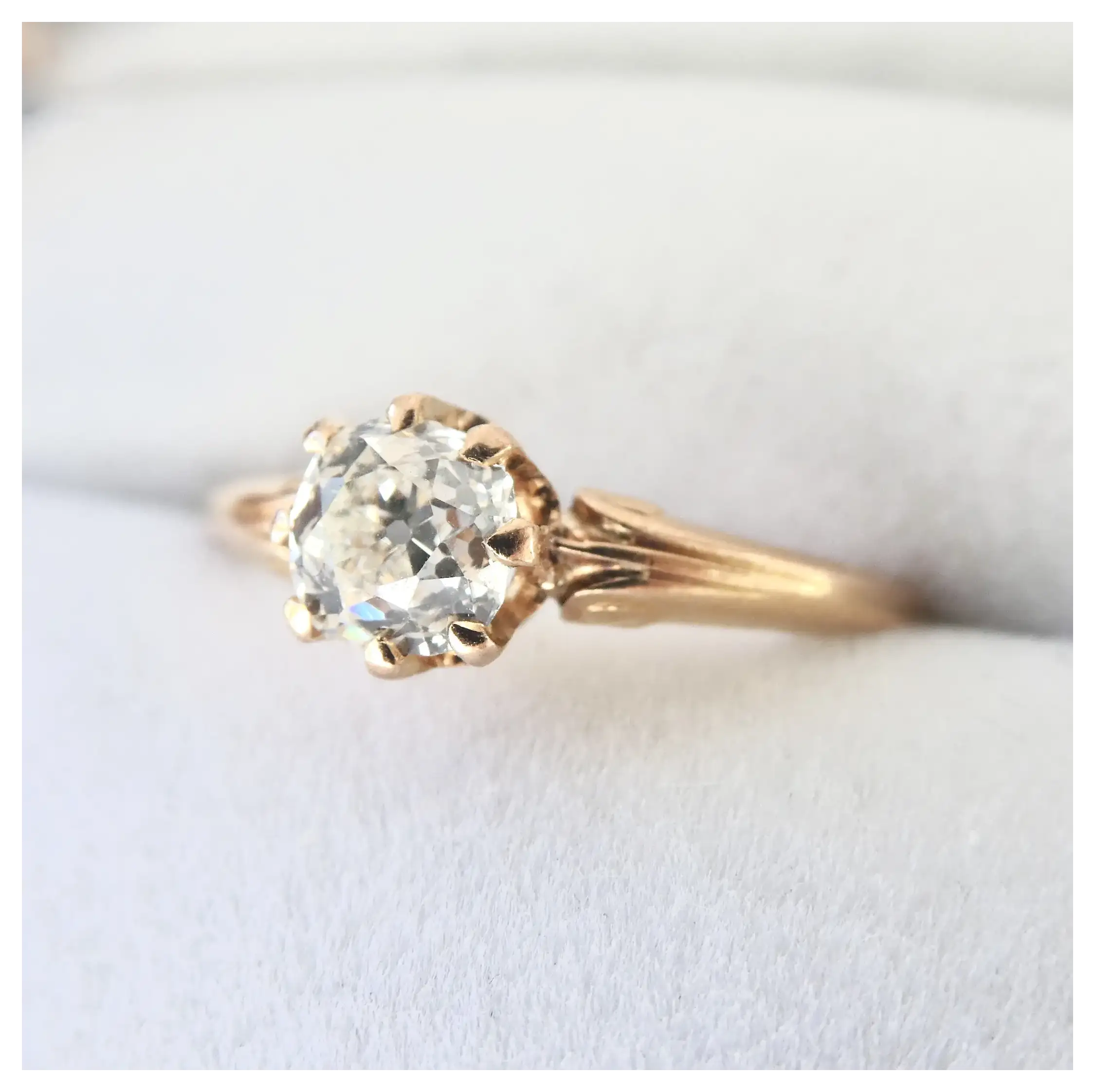 ~Stunning 18K Gold French Old Cut Diamond Solitaire Ring~